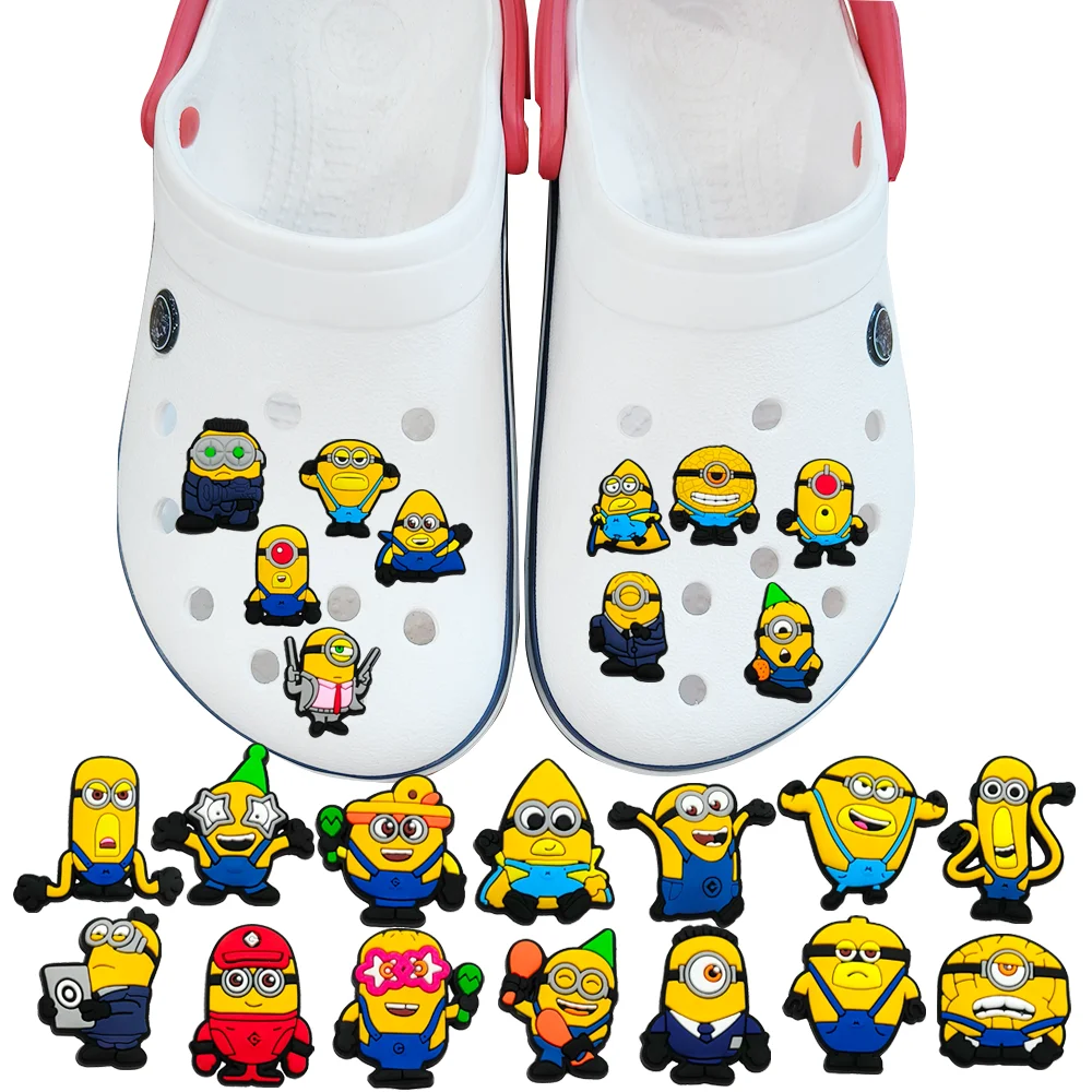Miniso 24 ชิ้น/เซ็ต Minions Series ​ อุปกรณ์เสริมรองเท้า Charms สําหรับการตกแต่งรองเท้า Clog แบบคลาสสิก