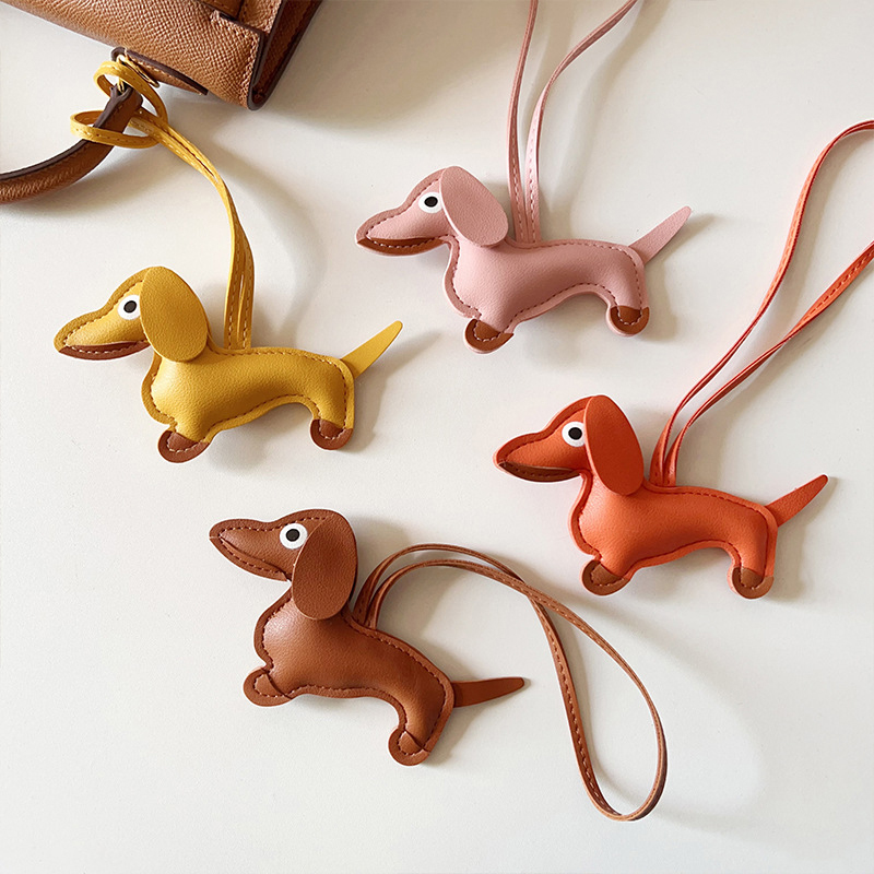 หลายสีคลาสสิกหนังลูกสุนัขสุนัขพวงกุญแจจี้น่ารัก Dachshund กระเป๋า Charm จี้โทรศัพท์ Trinket Key Ring อุปกรณ์เสริม