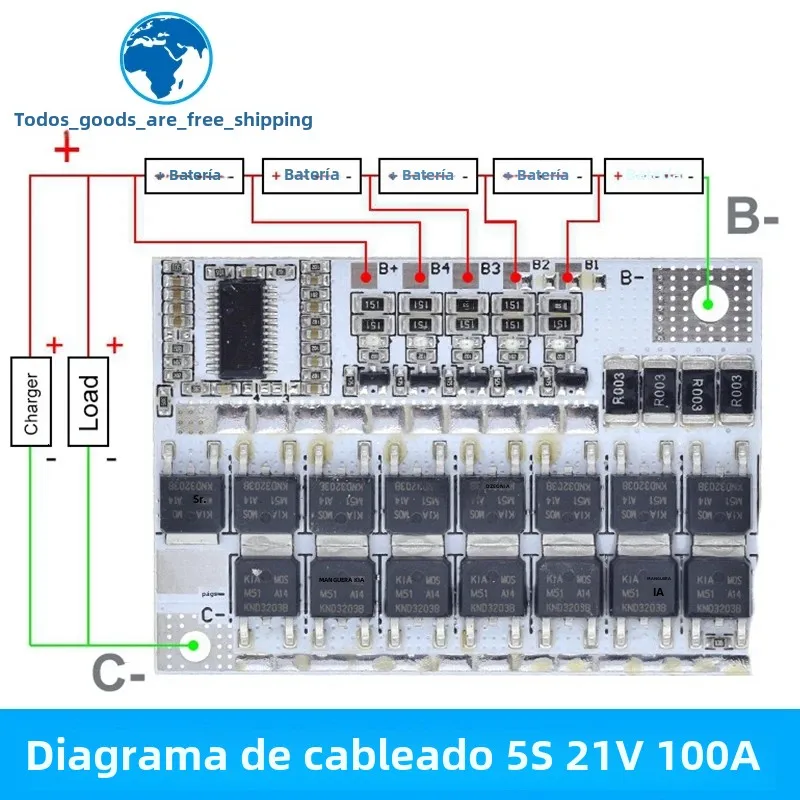 TZT 5S 4S 3S BMS 100A 21V 18V 16,8 V 12V 18650 Li-ion LMO placa de circuito de protección de batería de litio ternaria carga de equilibrio