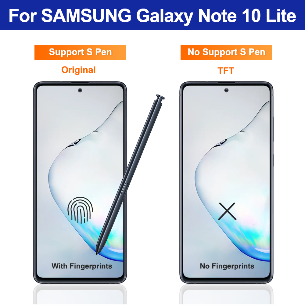 6.7 "amoled para samsung note 10 lite display lcd tela de toque montagem substituição para samsung note10 lite n770 n770f com quadro