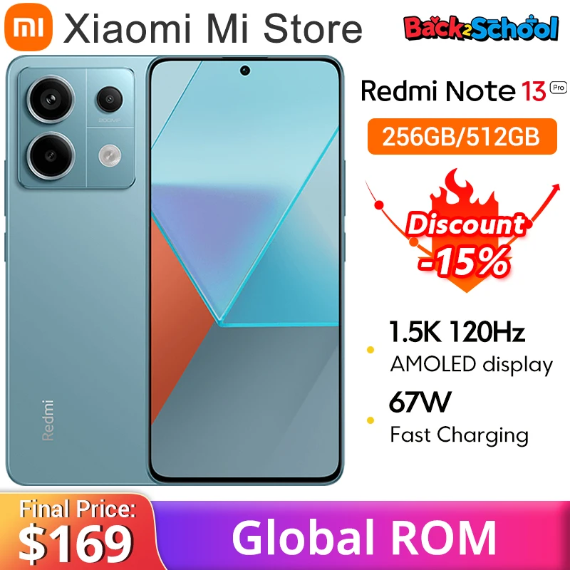 Global ROM Xiaomi Redmi Note 13 Pro 5G Mobile Phone 128GB 256GB 512GB Snapdragon 7s Gen 2 120Hz Screen 5100mAh 67W Fast Charging
