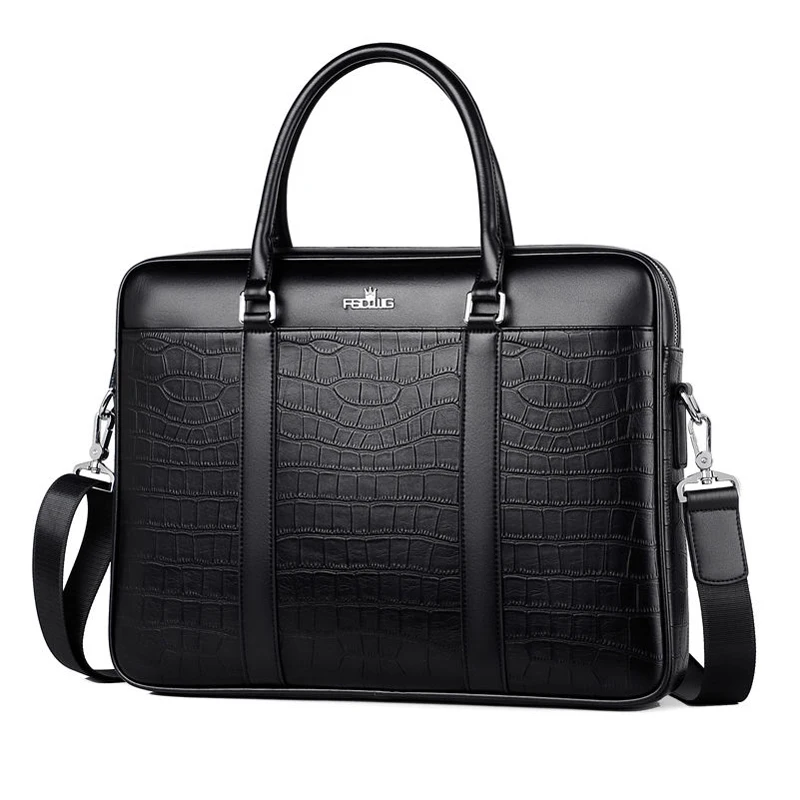 Couro genuíno jacaré bolsa de ombro masculina, pasta masculina, bolsa para computador portátil mensageiro, novo luxo