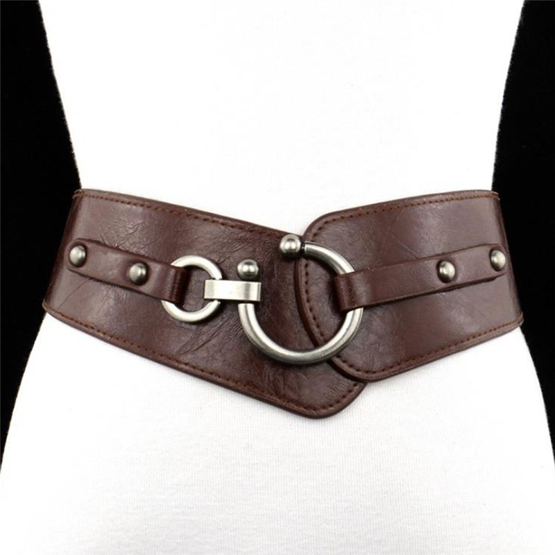 Ceinture large élastique pour femmes, mode Simple, personnalité, Vintage, boucle en Faux cuir, couleur unie, ceintures durables universelles