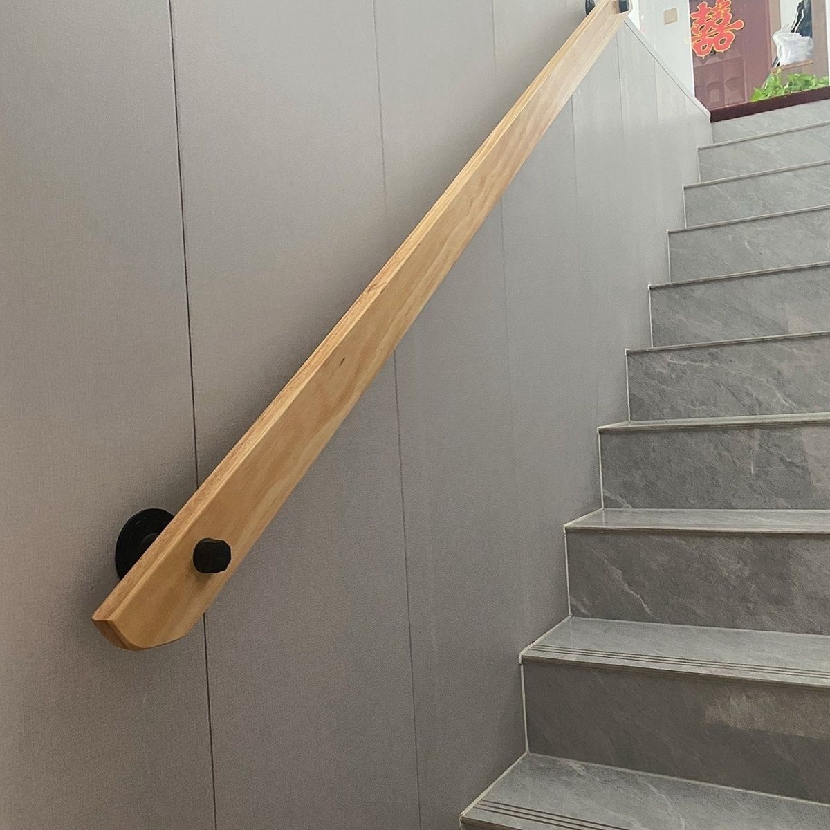 Pasamanos de escalera de madera maciza contra la pared pasillos ático villas casas jardines de infantes antideslizantes para interiores y exteriores