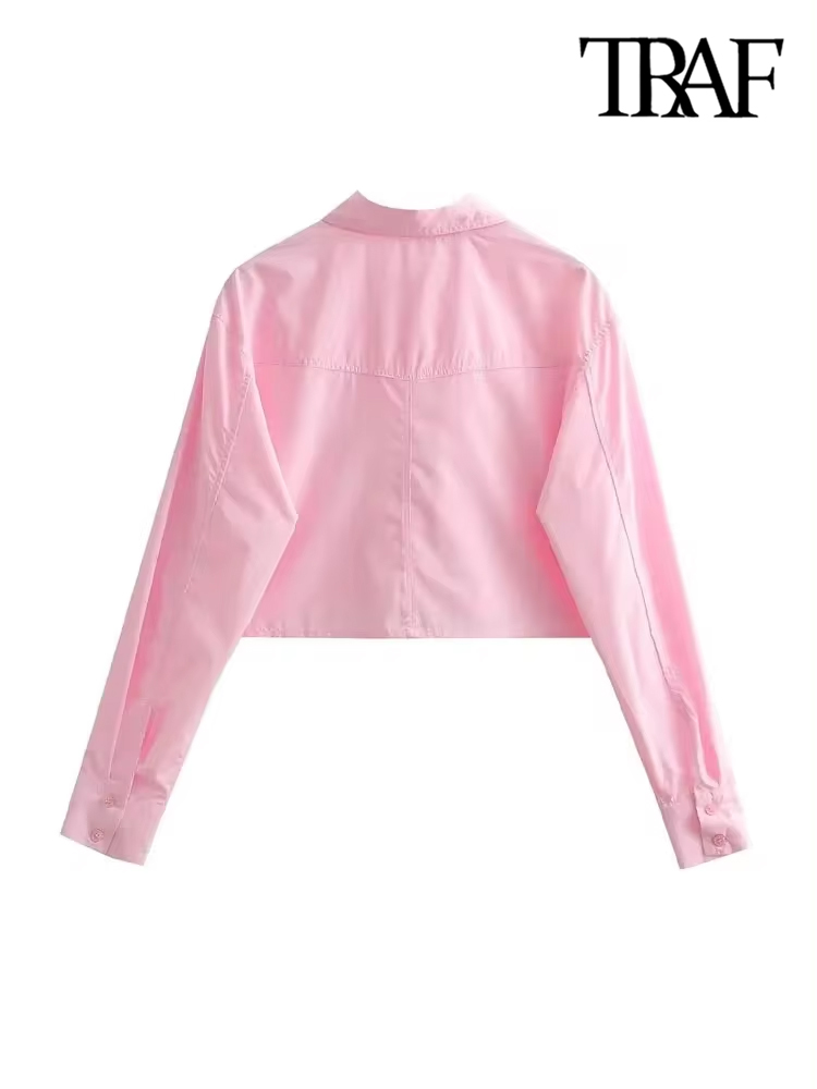 ONKOGENE Frauen Mode Mit Taschen Lose Gestellte Popeline Shirts Vintage Langarm Button-up Weibliche Blusen Blusas Chic Tops