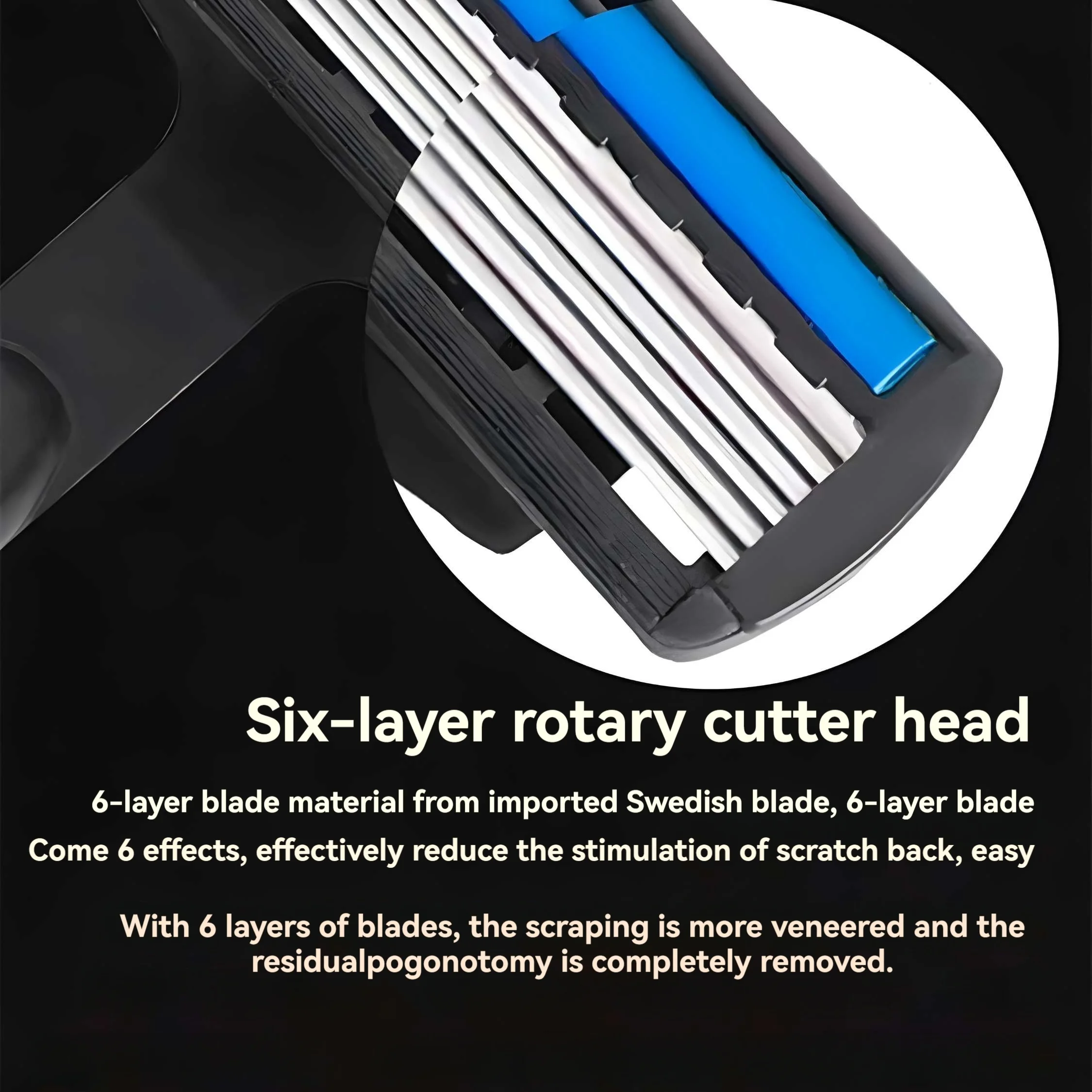 Men's 6-Blade Manual Razor with Non-Slip Handle and Multiple Replacement Blades - Ideal for Trimming Beards and Mustaches