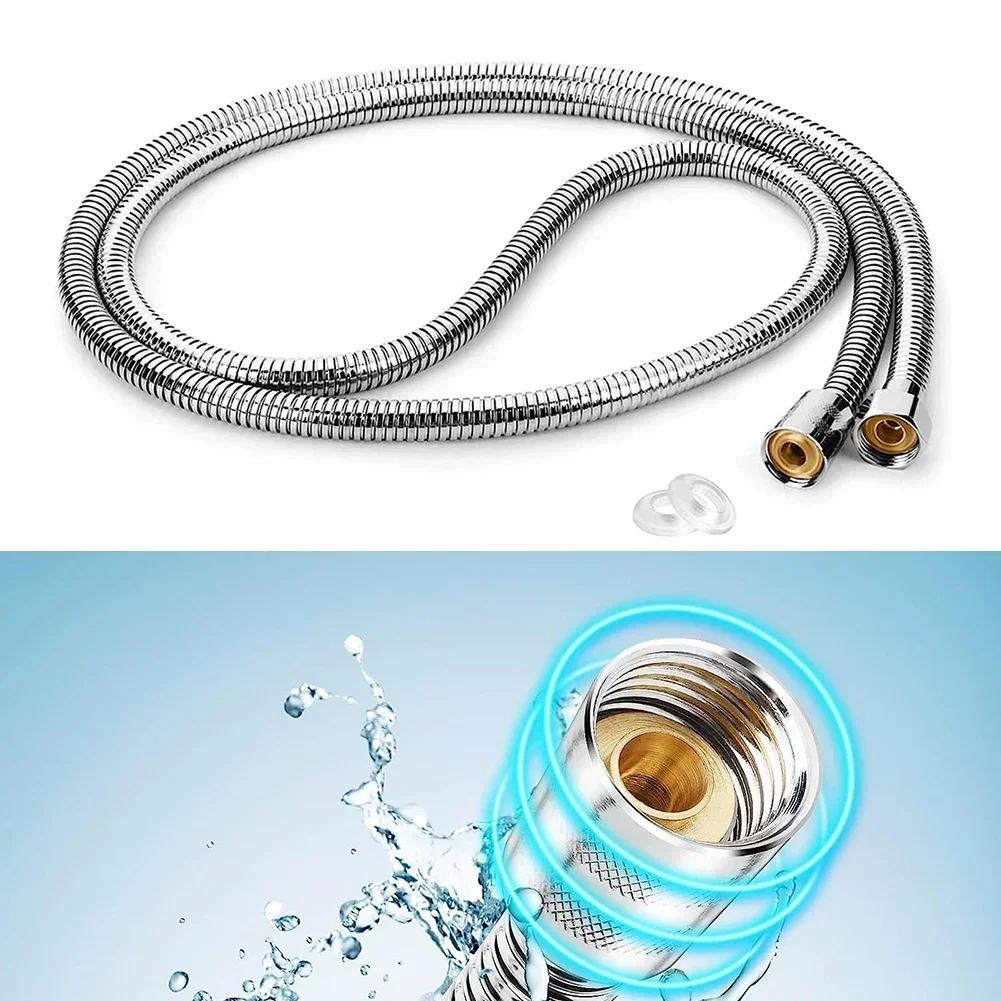 Tubo de extensión de manguera de acero inoxidable, tubo de extensión de ducha de baño, tubo de agua, accesorios de baño, 1 Uds., 2M