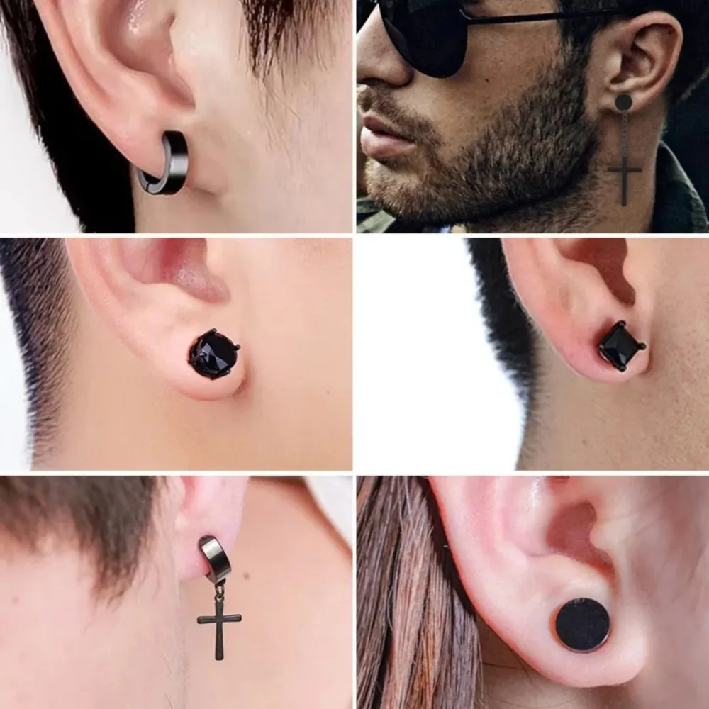 1-12 pares de brincos de orelha com clipe magnético da moda, brincos falsos sem piercing, presente para homens e mulheres, joias