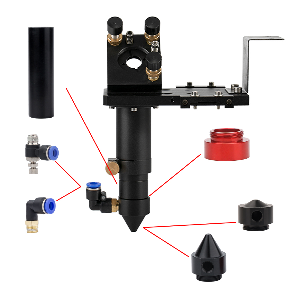 CO2-Laserkopf-Linsenrohr, Außendurchmesser 25 mm, Luftdüse, Durchmesser 20 FL, 38,1/50,8/63,5/101,6 mm, für CO2-Lasergravurmaschine