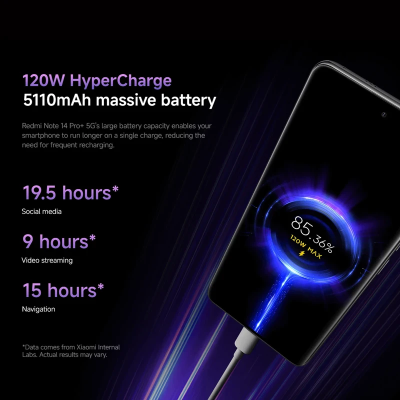 Xiaomi Redmi Note 14 Pro Plus NFC 5G Snapdragon®Display AMOLED com Câmera 200MP, 7S Gen, 1.5K, 5110mAh Bateria, 3,6, 67",Carregador não incluído