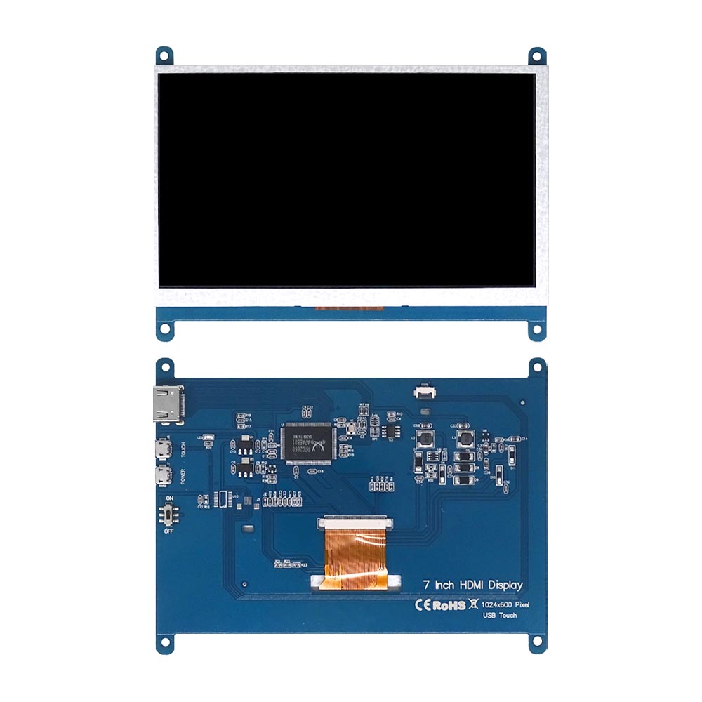 라즈베리 파이 4, 3, 2, B, B +, A + 모니터, 1024x600 IPS, 5 포인트 정전식 터치 스크린, 무료 HDMI 디스플레이, Win 7, 8/10 용, 7 인치