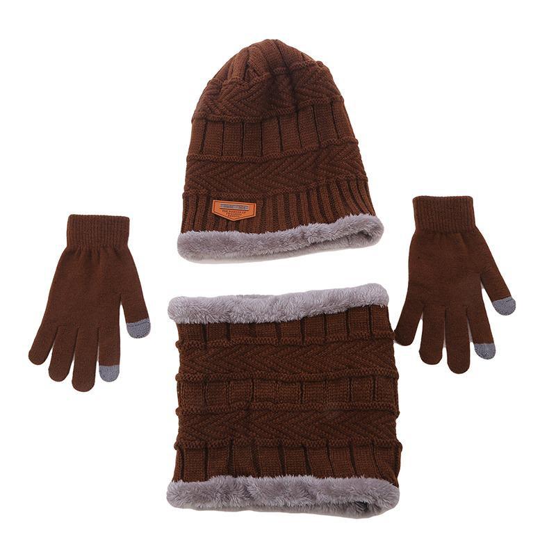 1Set warme und weiche Winters trick mütze, Schals und Touchscreen-Handschuhe 3-teiliges Set, perfekter Ohr-und Hals wärmer