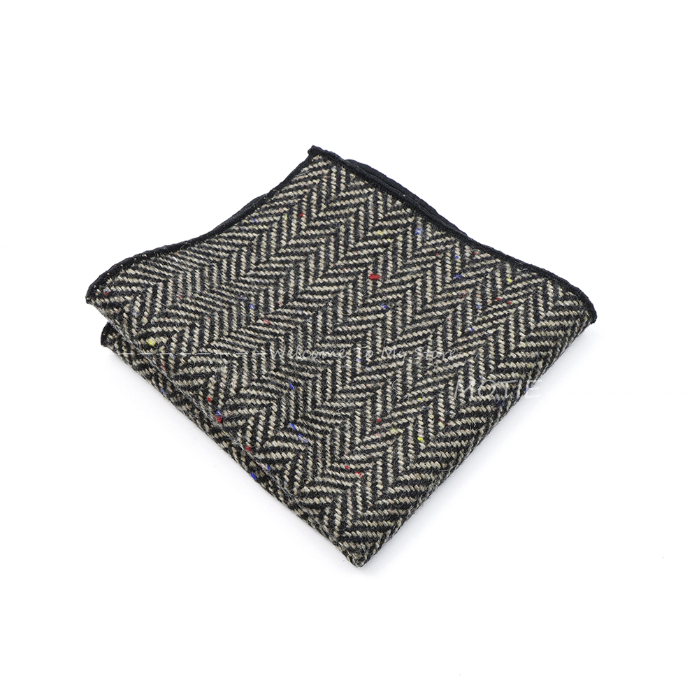 Men's Classic Hanky Plaid Striped Pocket Squared Handkerchief Wool Brown Grey Hankerchief Wedding Party Gift for Man Accessories
