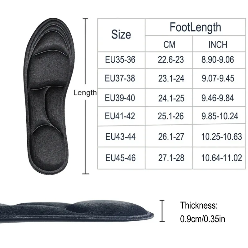 Plantillas de espuma viscoelástica para masaje 5D, 4 Uds., amortiguación transpirable gruesa, soporte cómodo para zapatos de tacón alto, almohadillas ortopédicas para los pies