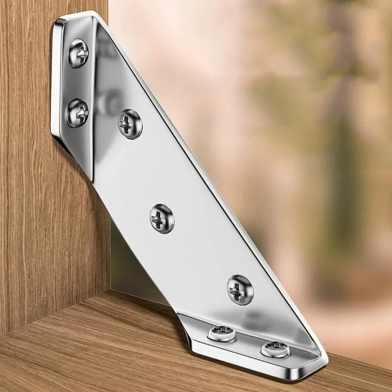 Universal Furniture Corner Connector Stainless Steel Corner Brackets for Cabinet Angle Shelf Support Fixed Brace Kits with Screw