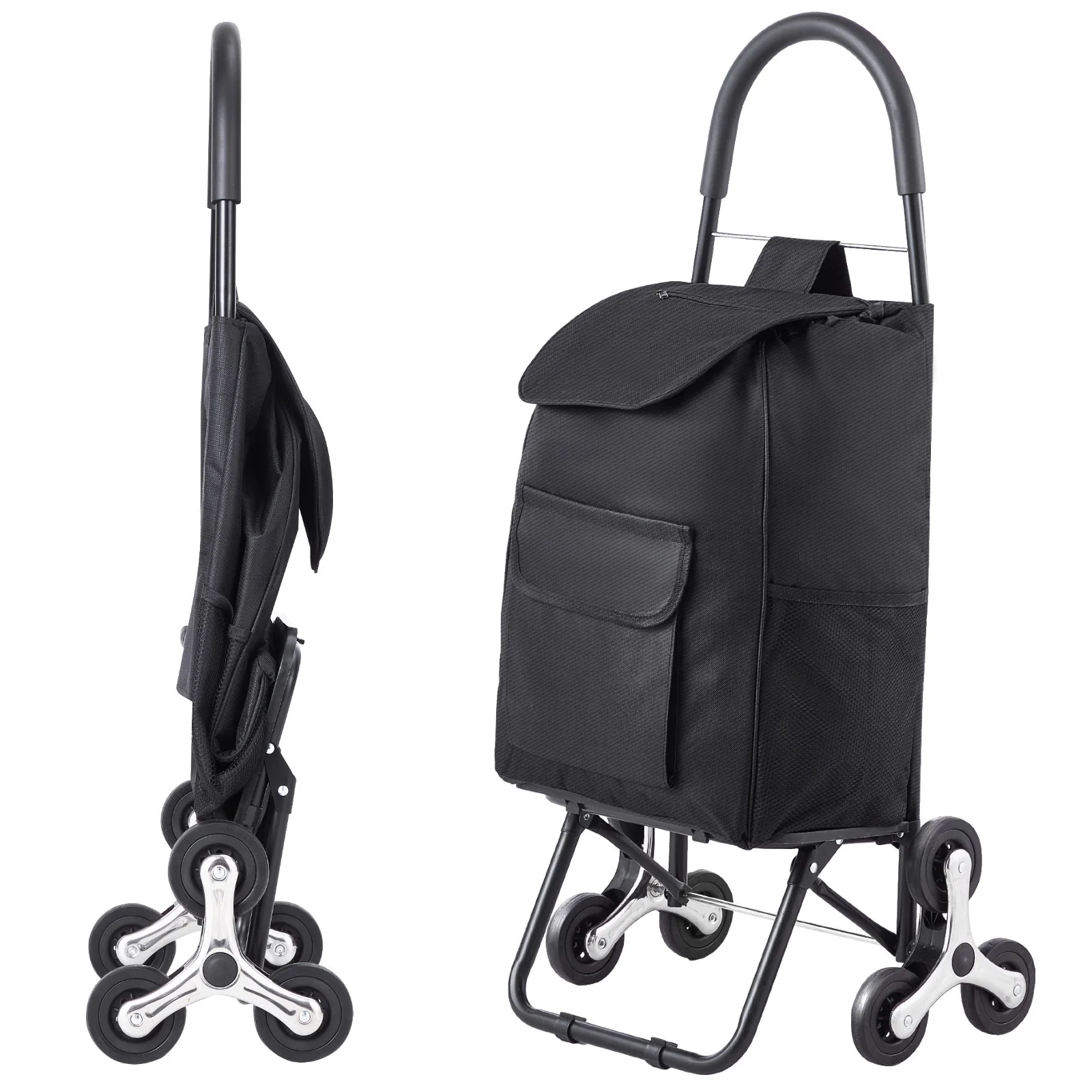 SucceBuy 36L 110Lbs Grocery Cart Folding Shopping Cart Hand-pulled Trolley Household Portable Storage Stair Climbing Handcart