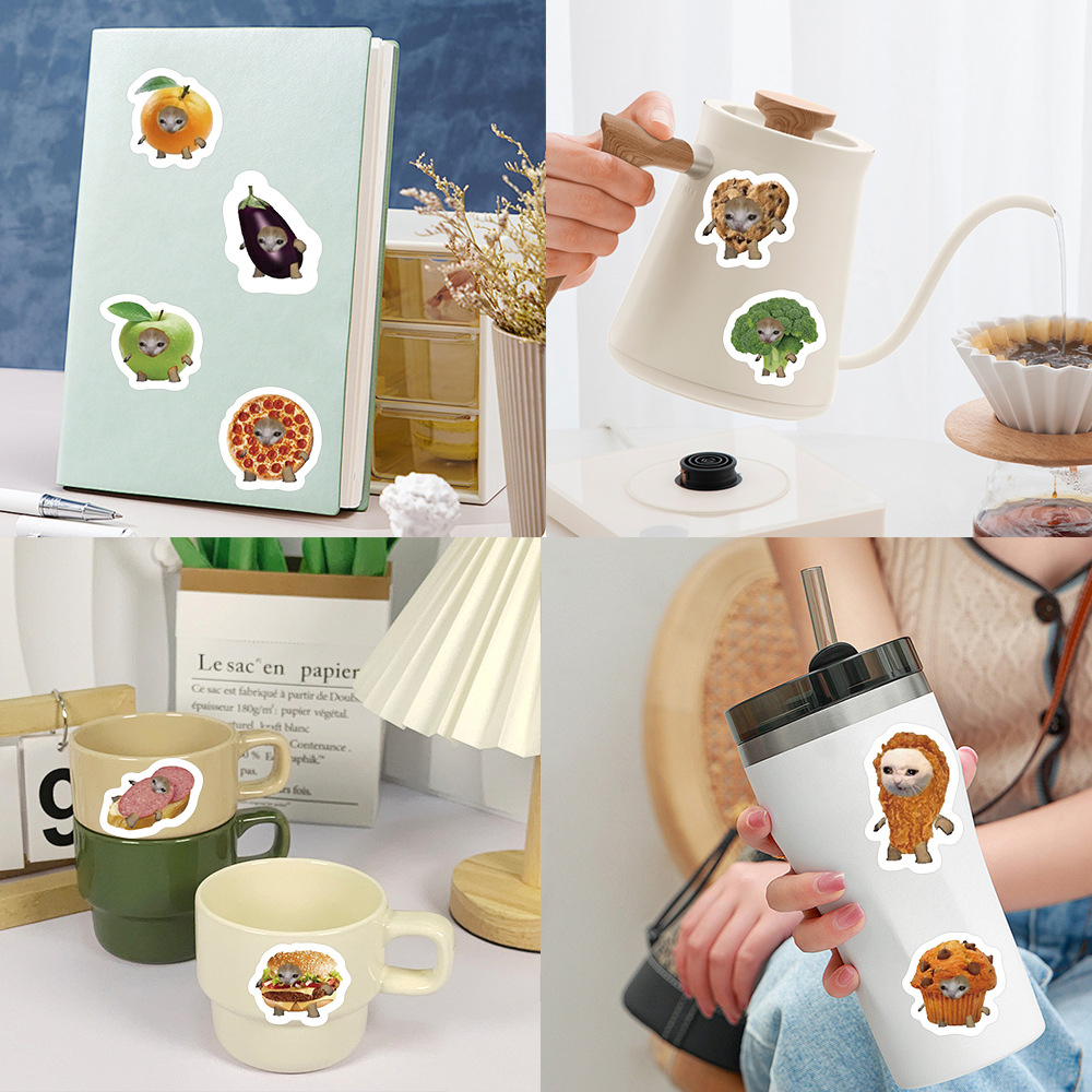 500pcs/Roll Cartoon Meme Food Cat Stickers Decorative Classroom Luggage Graffiti Decals Kid Toy Decoration Sticker Gift