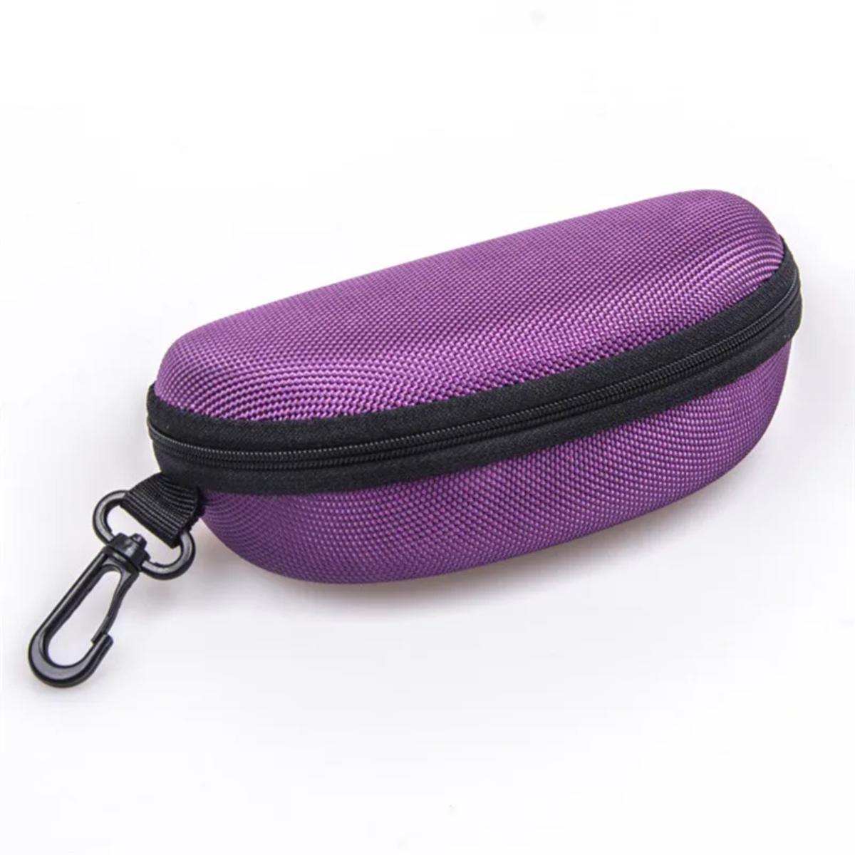 Custodia protettiva per occhiali da sole portatile da 1 pezzo Custodia rigida per occhiali con cerniera in tessuto Oxford EVA con moschettone Accessori per occhiali unisex
