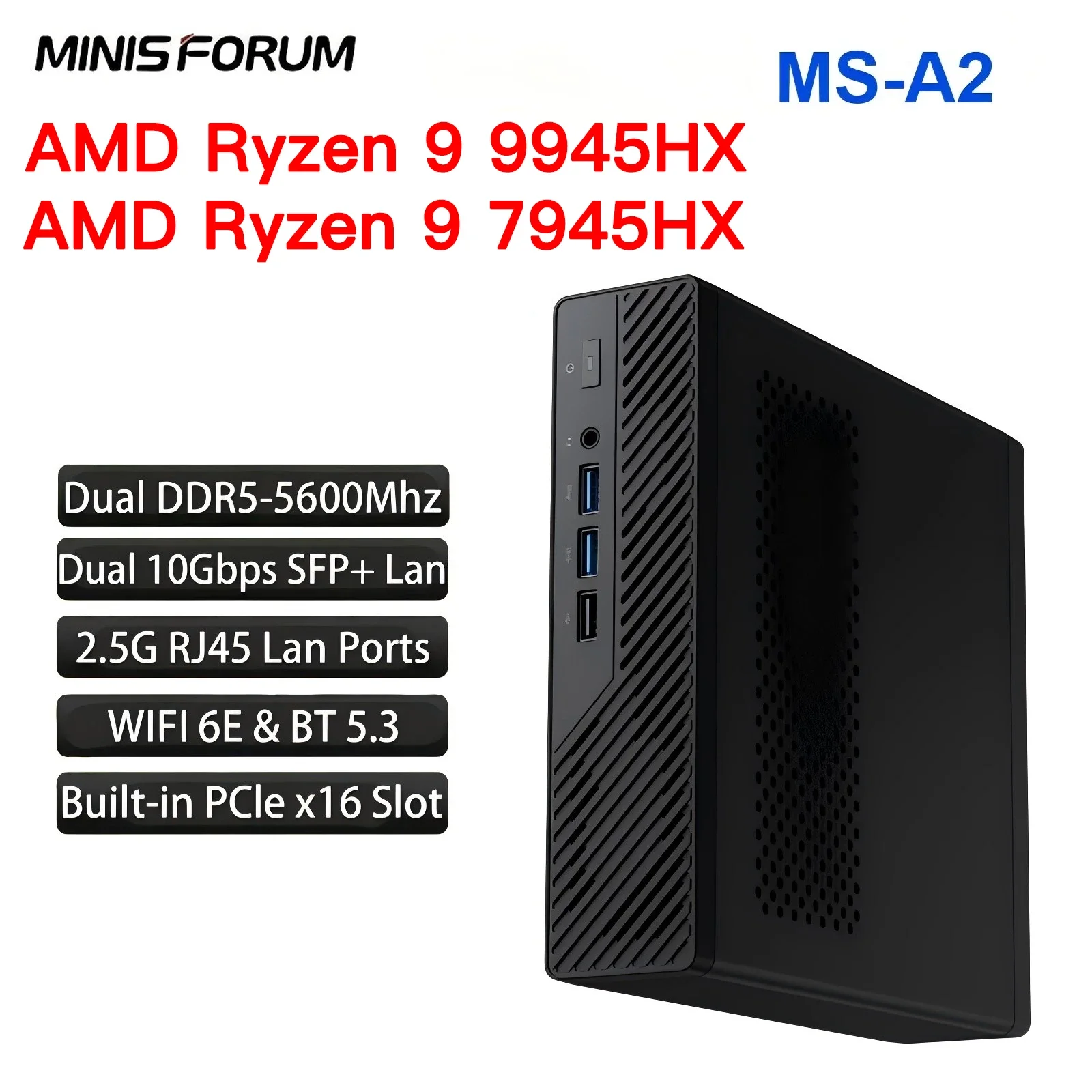 MINISFORUM MS-A2 Mini PC AMD Ryzen 9 9955HX/7940HX SSD original de segunda mano WIFI6E BT5.2 Dual 10G SFP + MINI ordenador para juegos