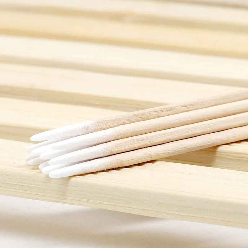100 Uds palitos de madera hisopo de algodón cosmético punta de bastoncillos de algodón de madera herramientas de extensión de pestañas cuidado de limpieza de los oídos