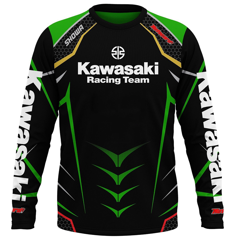 Kawasaki Motorcycle Racing Team T-shirt da uomo manica lunga primavera autunno donna magliette 2024 nuovi sport abbigliamento per bambini top