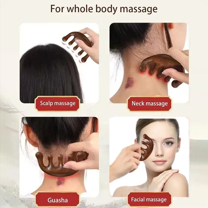 หวีนวดเรซินขนาดใหญ่5ฟันหวีนวดศีรษะบำบัดด้วยเมอริเดียนหวีใช้สำหรับขูดและนวดกล้ามเนื้ออุปกรณ์ช่วยผ่อนคลาย