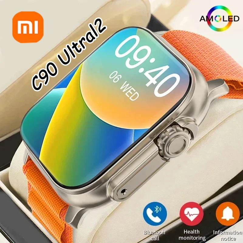 XIAOMI nuevo C90 Ultral2 reloj inteligente NFC impermeable hombres mujeres GPS pista Bluetooth llamada BT juegos de música carga inalámbrica Smartwatch