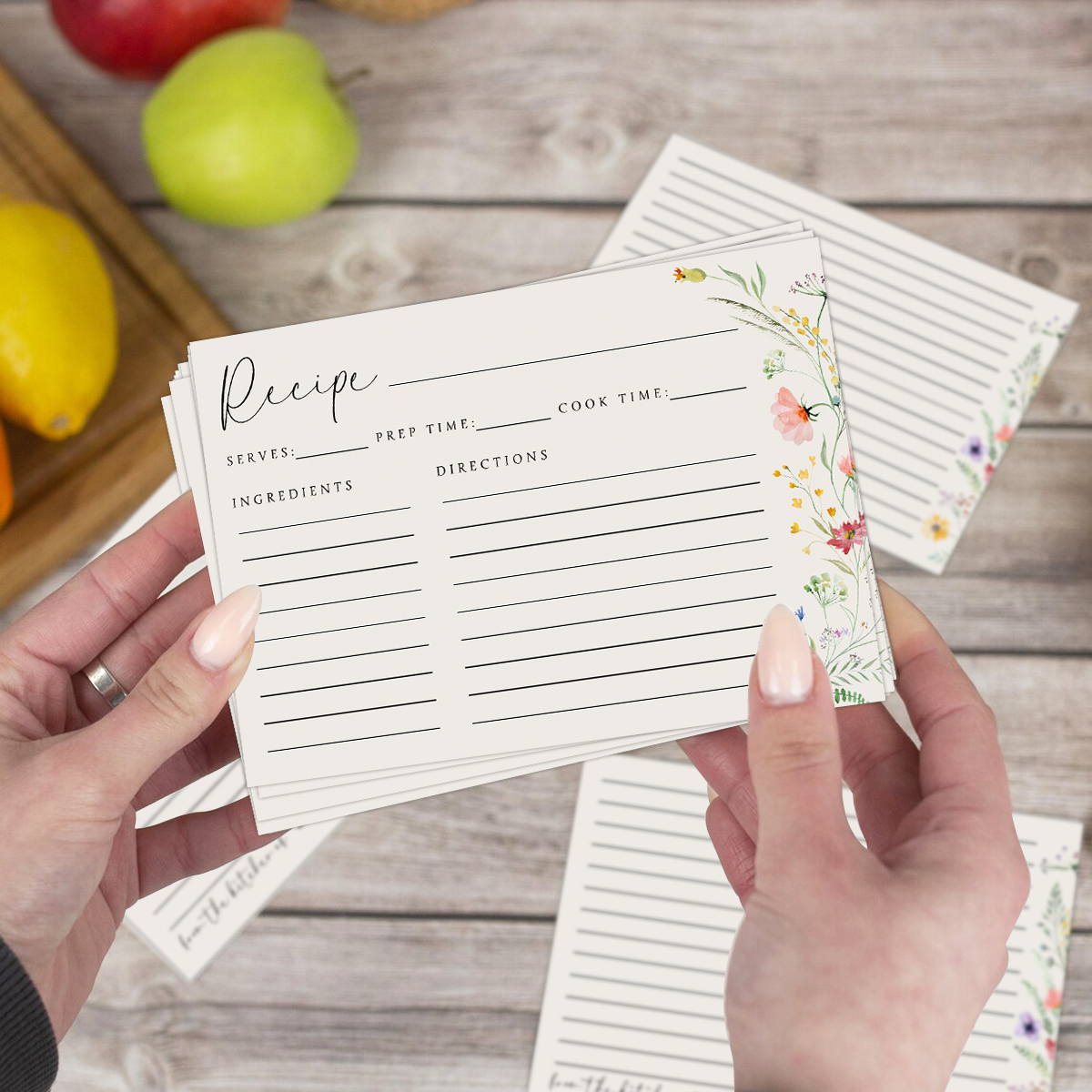 50 Uds. Tarjetas de notas de receta gruesas en blanco de cartulina sin manchas de doble cara, menú familiar y registro de clasificación de información de cocina