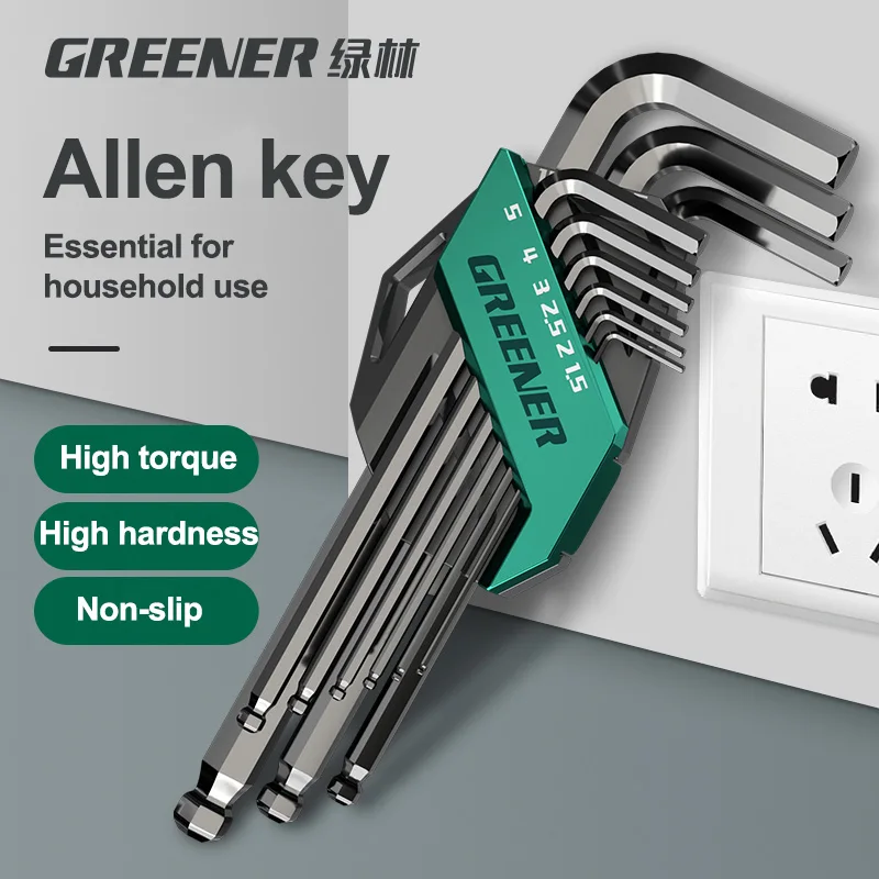 GREENERY Greenener-llave de arcoíris extendida, juego de llaves Allen, llave hexagonal, herramienta de brazo corto multifuncional, herramienta de llave Universal