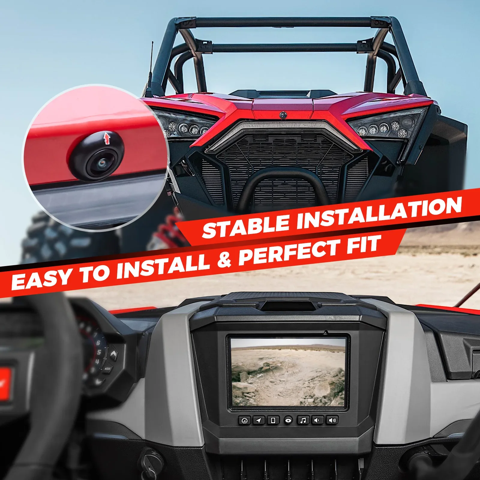 Cámara frontal de visión nocturna UTV IP67 Compatible con Polaris RZR PRO R/ XP 4 1000/ Turbo S/ XP 4 Turbo/ RZR 900 / S 1000 2019-2025
