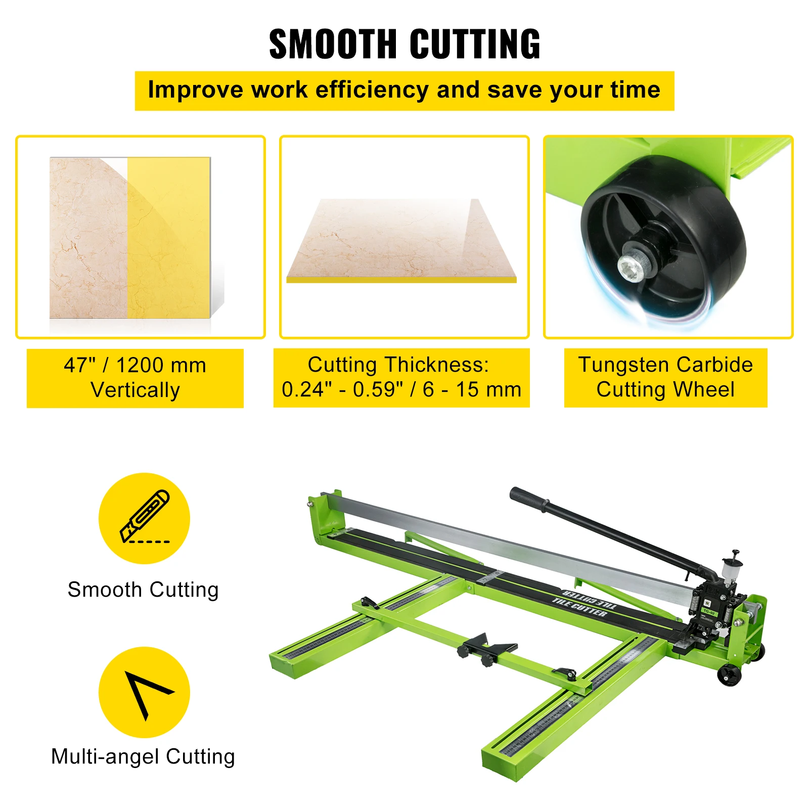 VEVOR Tagliapiastrelle manuale Posizionamento laser a infrarossi Taglierina da pavimento Coltello a spinta Utensile manuale professionale per il taglio di ceramica porcellanata