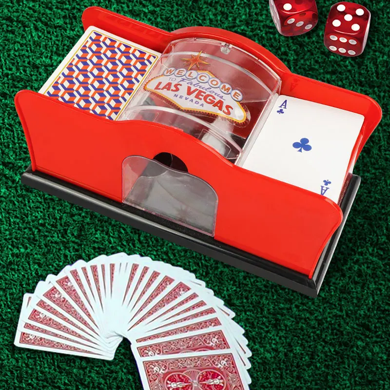 手動カード シャッフラー 2 デッキ ハンド クランク付き、ブラック ジャック、UNO、ポーカー、トランプ ディーラー マシン用カード シャッフラー マニュアル カード Mi