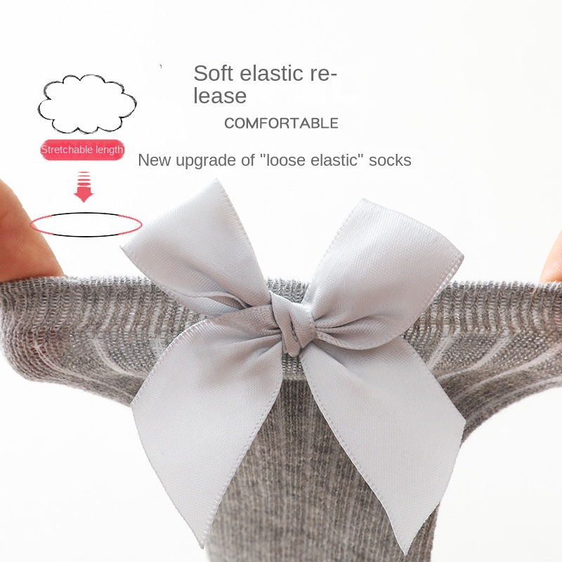 Весенне-осенние детские носки для новорожденных девочек, детские носки средней длины с бантом принцессы, хлопковые аксессуары для малышей, одежда для девочек