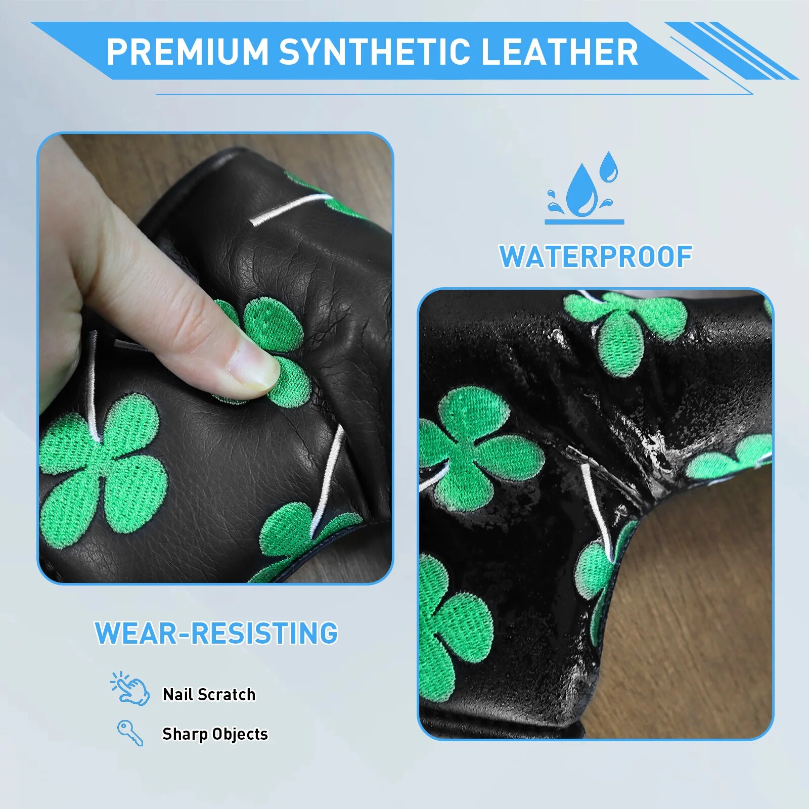 PUレザーゴルフパーターカバー,クラブカバー,保護カバー,黒と白,すべてのputters,男性と女性に適合