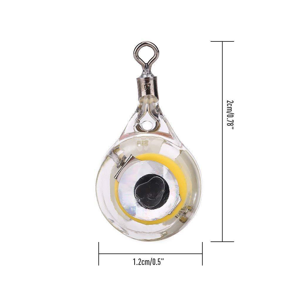 10Pcs Fishing Lure Light Mini Eye Shape Underwater Night Light Lure Battery Powered Lighted Flasher Bait for Seawater Freshwater