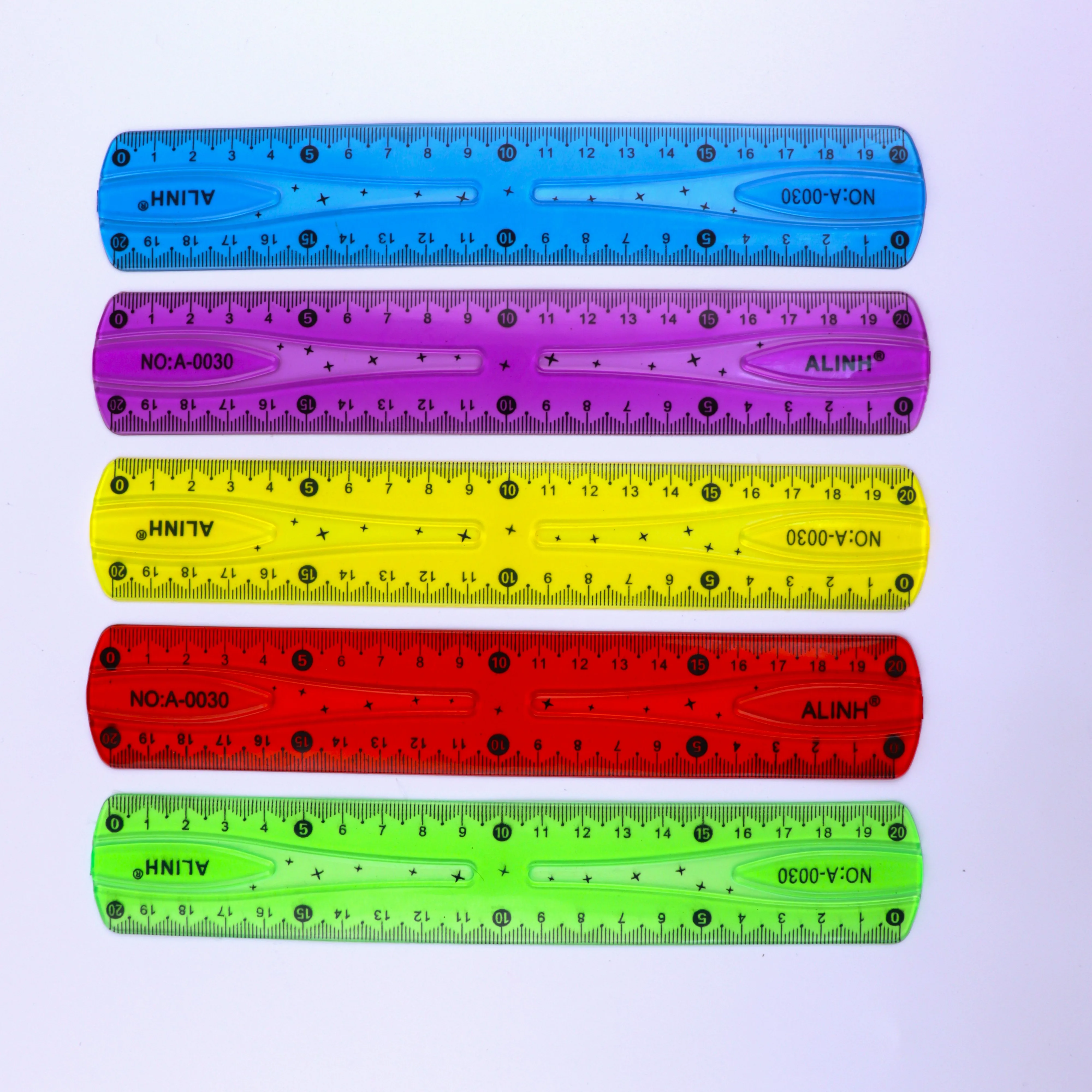 5 righelli flessibili in plastica trasparente di colore di vendita 0.98 pollici e 20cm/30 cmmillimetro 6 colori righello in plastica trasparente trasparente