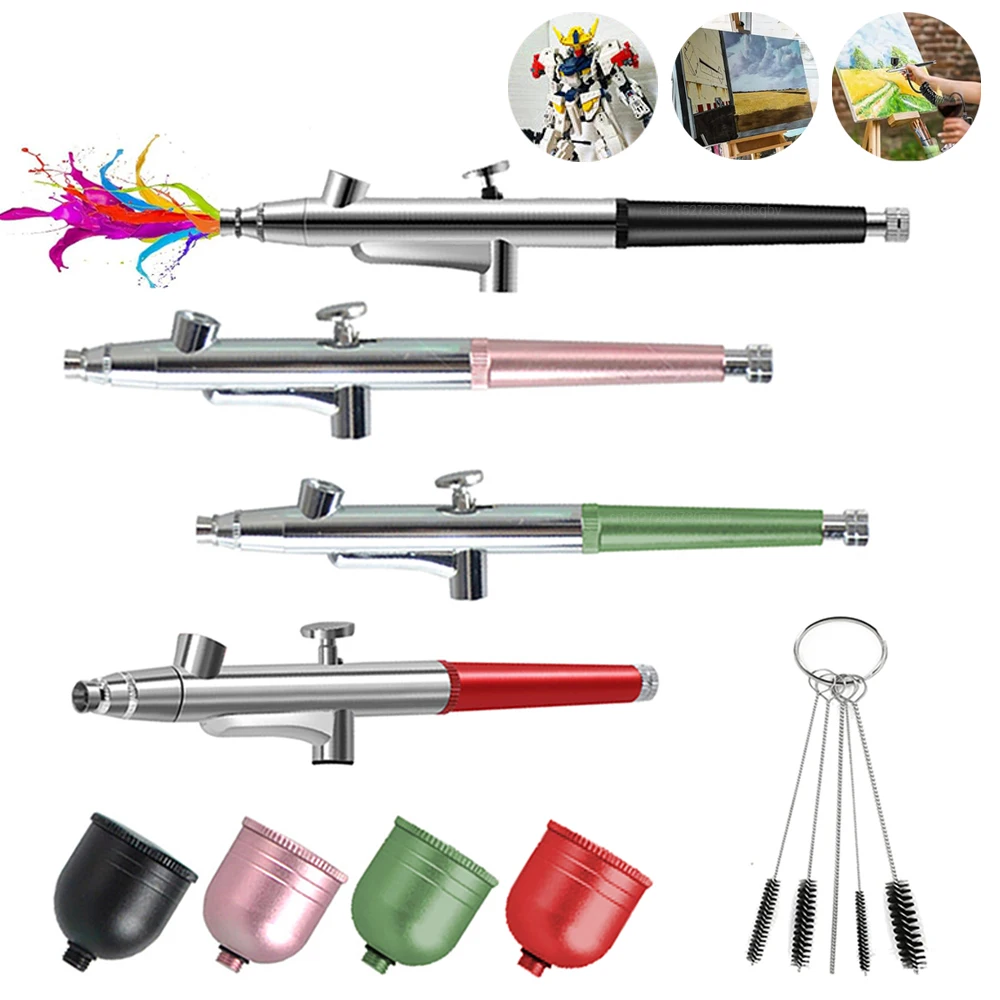 Airbrush Mini Spray Gun for Painting Modeling Crafts Paint Spray Gun 0.3mm Nozzles Portable Airbrush Spray Gun with Cleaning Kit