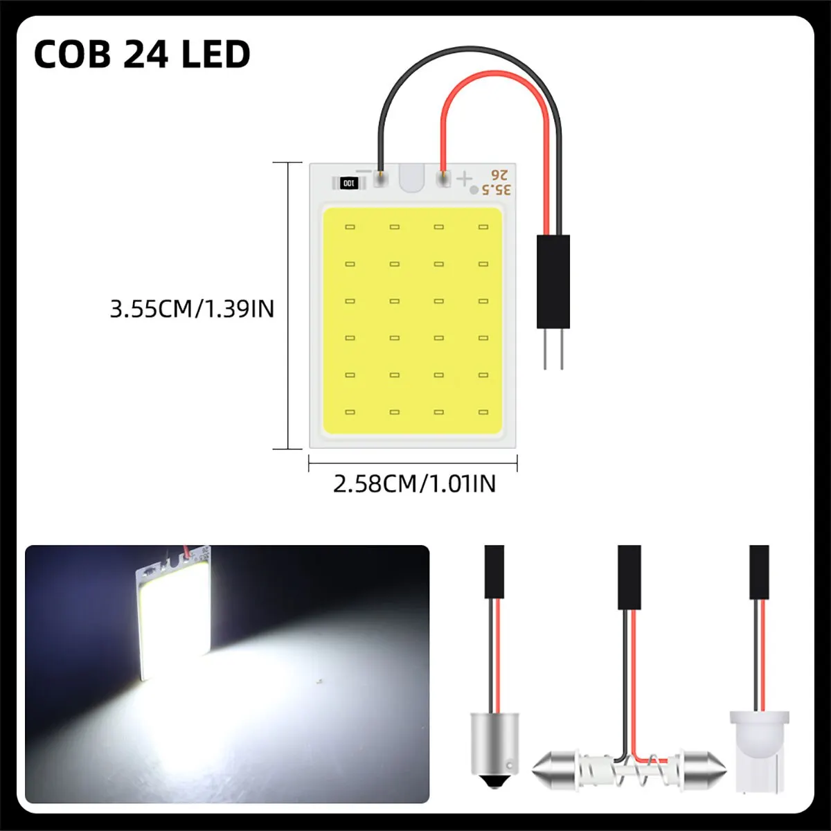 หลอดไฟ LED Festoon COB LED 31มม. 36มม. 39มม. 41มม. พร้อมช่องเสียบ C5W T10 BA9s ไฟ LED 4ชิ้น