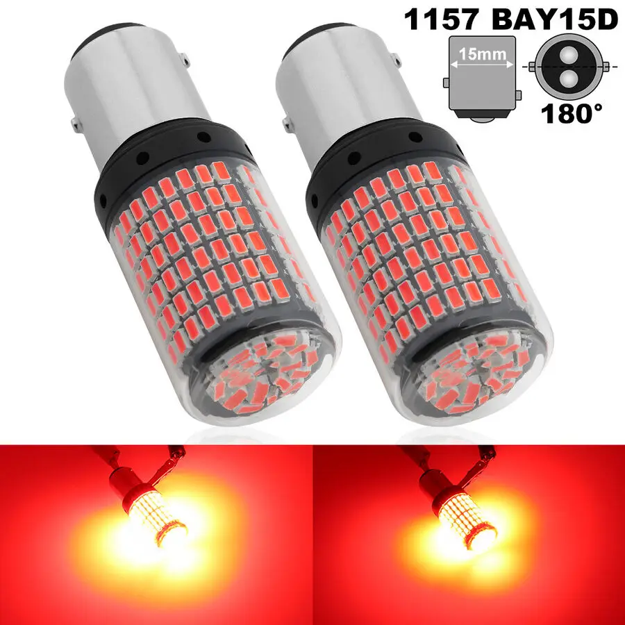 2x 1157 BAY15D LED Canbus 144 SMD Luz de marcha atrás de freno de coche Bombillas de luz trasera.