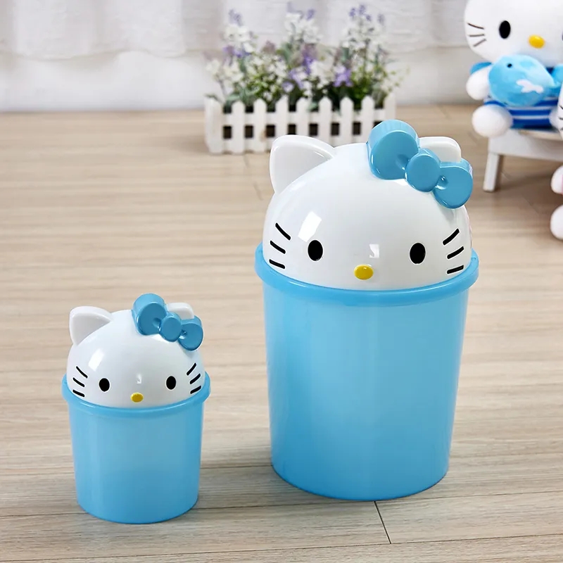 Nuevo Sanrio Hello Kitty cubo de basura cubo de basura cubo de basura Kawaii cubo de basura sala de estar dormitorio cesta de papel higiénico