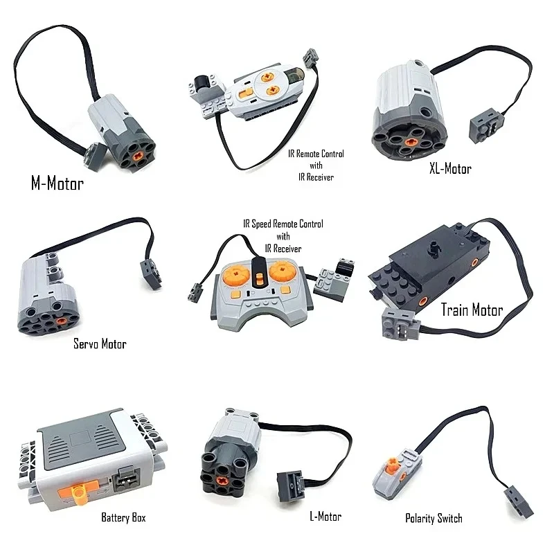 Technical Electronic Model Building Blocks MOC Power Functions Motor Parts IR Speed Remote Control Receiver Battery Box DIY Toys