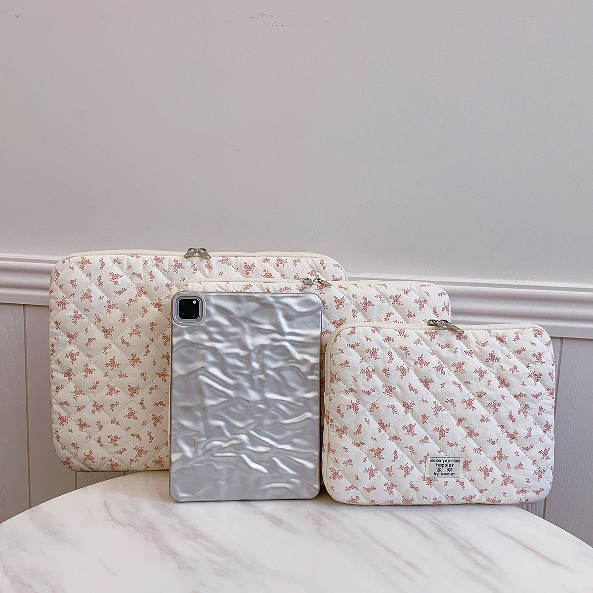 1 Stück schicke gesteppte Laptoptasche mit Blumendruck, 27,9 cm/14 Zoll/15 Zoll, Computertasche, Schutzhülle, Laptop-Hülle, Computer-Hülle