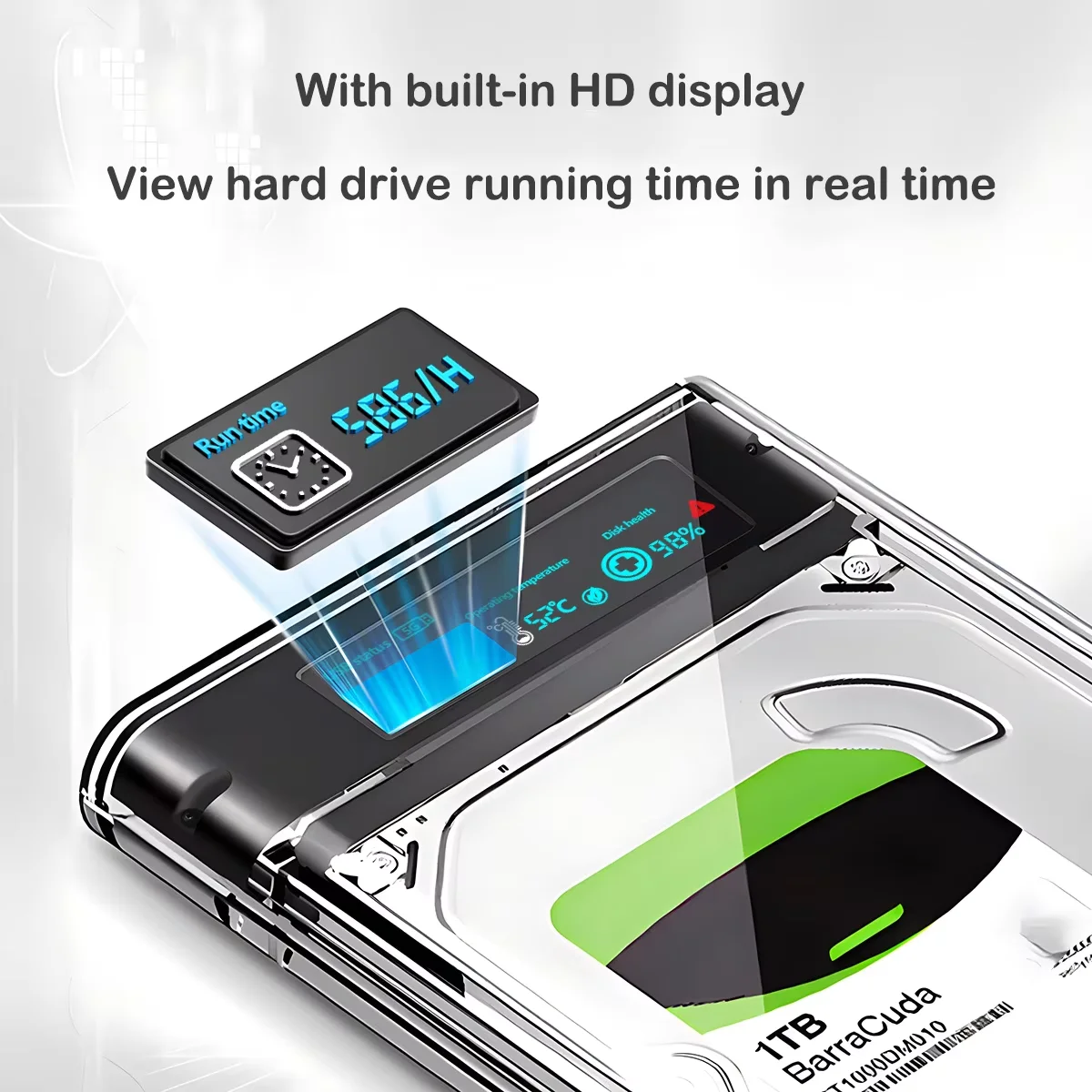 Внешний жесткий диск USB, 2,5 дюйма, 5 Гбит/с ,USB External HDD Case 5Gbps 2.5 Inch Transparent Hard Disk Case Hard Drive Enclosure SATA HDD SSD Storage Case for Laptop PC
