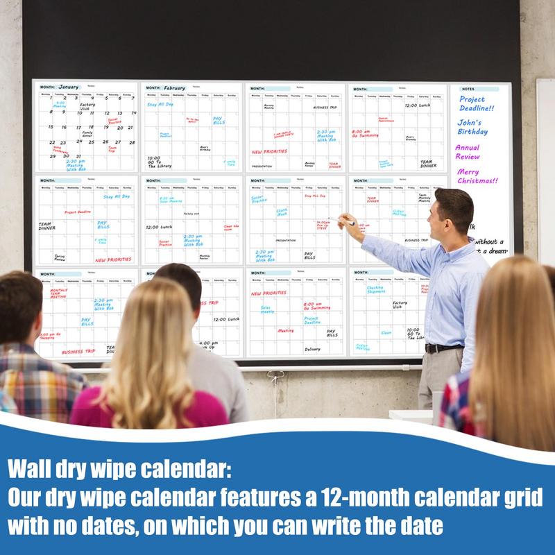 Extra Large Board Calendar Reusable Calendar 35X58in Wall Planner Large Erasable Boards For Offices Home & School