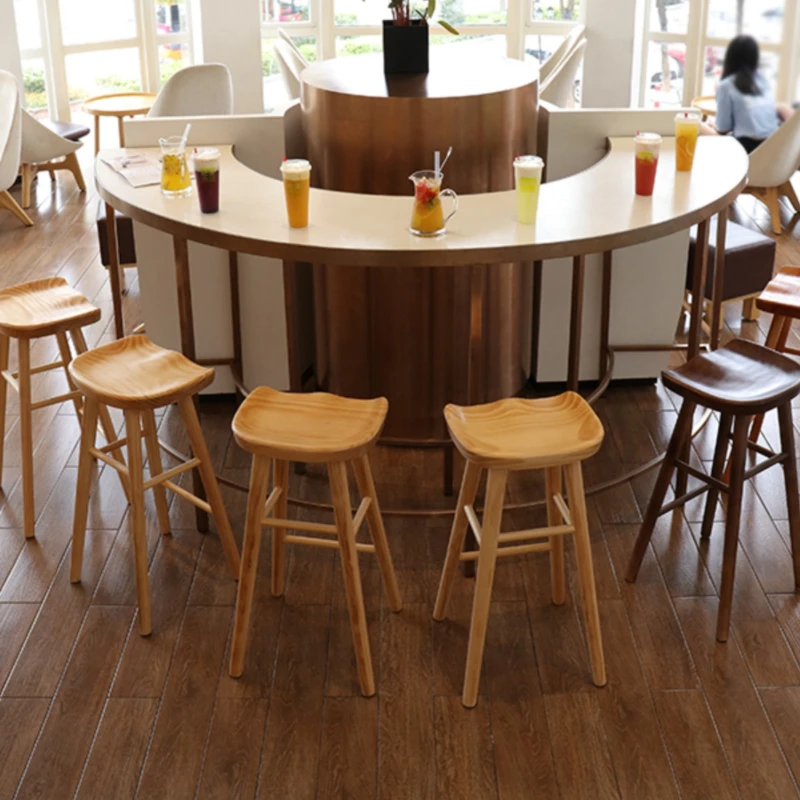 Sedia da bar commerciale nordica Sgabello da sala da pranzo in legno massello Sgabello da cassiere moderno e semplice per reception Sedile da bar commerciale in legno