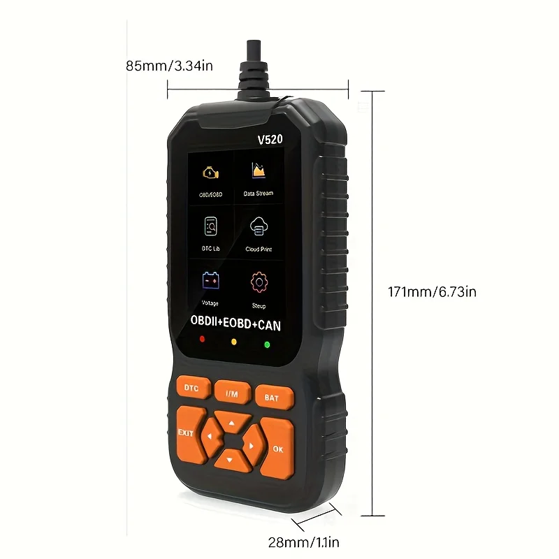 Scanner obd2 avançado com códigos de leitura/apagar-ferramenta de diagnóstico de carro compacto resistente compatível com todos os carros obdii/eobd de 1996 postes