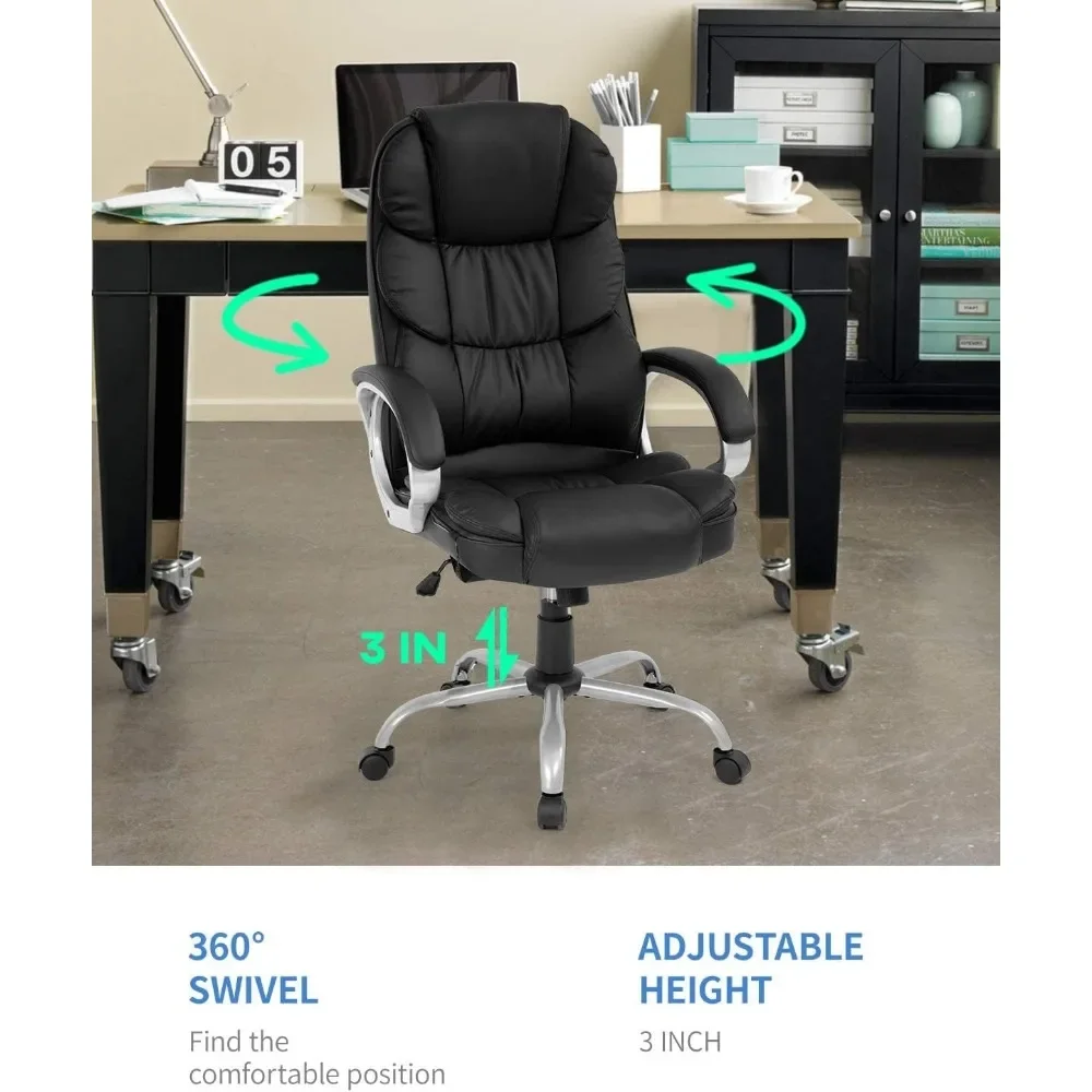 Office Chair ,High back ergonomic office chair, PU leather swivel work chair with armrests and lumbar support, Office Chair .