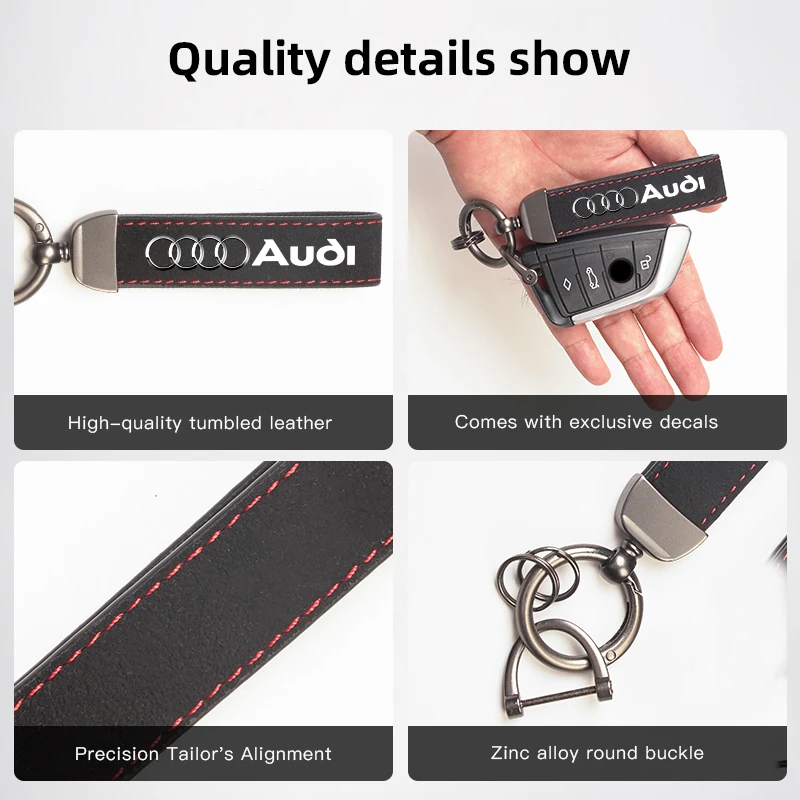 Com logotipo do carro chaveiros acessórios homem camurça chaveiro para audi sline a1 a2 a3 a4 a5 a6 a7 a8 q1 q2 q3 q4 q5 q6 q7 q8 tt s5 b8