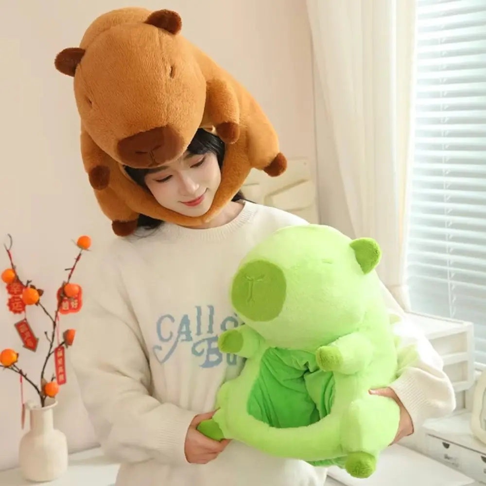 ตุ๊กตาตุ๊กตา Capybara ตุ๊กตาผมหมวกหนา Capybara หน้ากากนุ่มคอลเลกชันตุ๊กตาสัตว์หนูหมวกเด็กของขวัญ