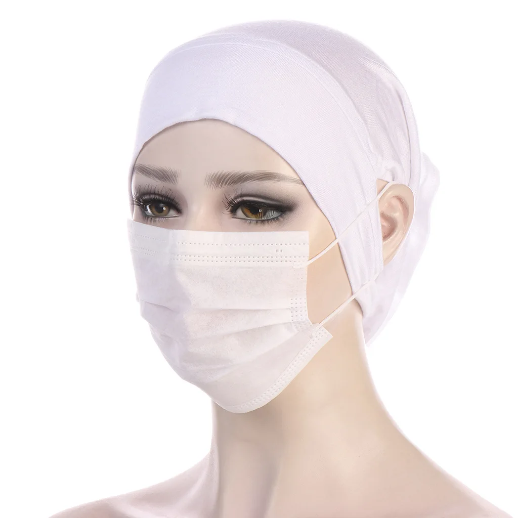 Hijab islâmico feminino sob cachecol pronto cor sólida undercap com buraco de orelha hijab bonés bandanas sob tampas para hijabs